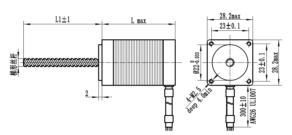 NEMA 11 Hybrid Linear Stepper Motor